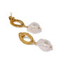 Shell pearl and textured gold drop earrings by Mounir